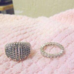 Colleen Lopez Blue Topaz Gemstone Ring & Eternity Band Size 9